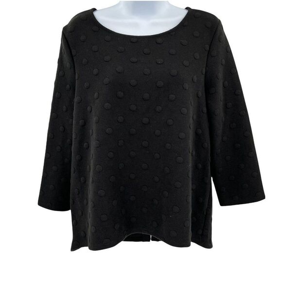 2/$30 Anthropologie W5 Polka Dot Black Blouse Top - Picture 1 of 8